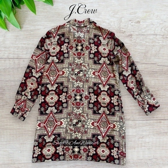 J.Crew Collection Italian silk floral tapestry shirt dress *shop@iamwarrior - Picture 4 of 9